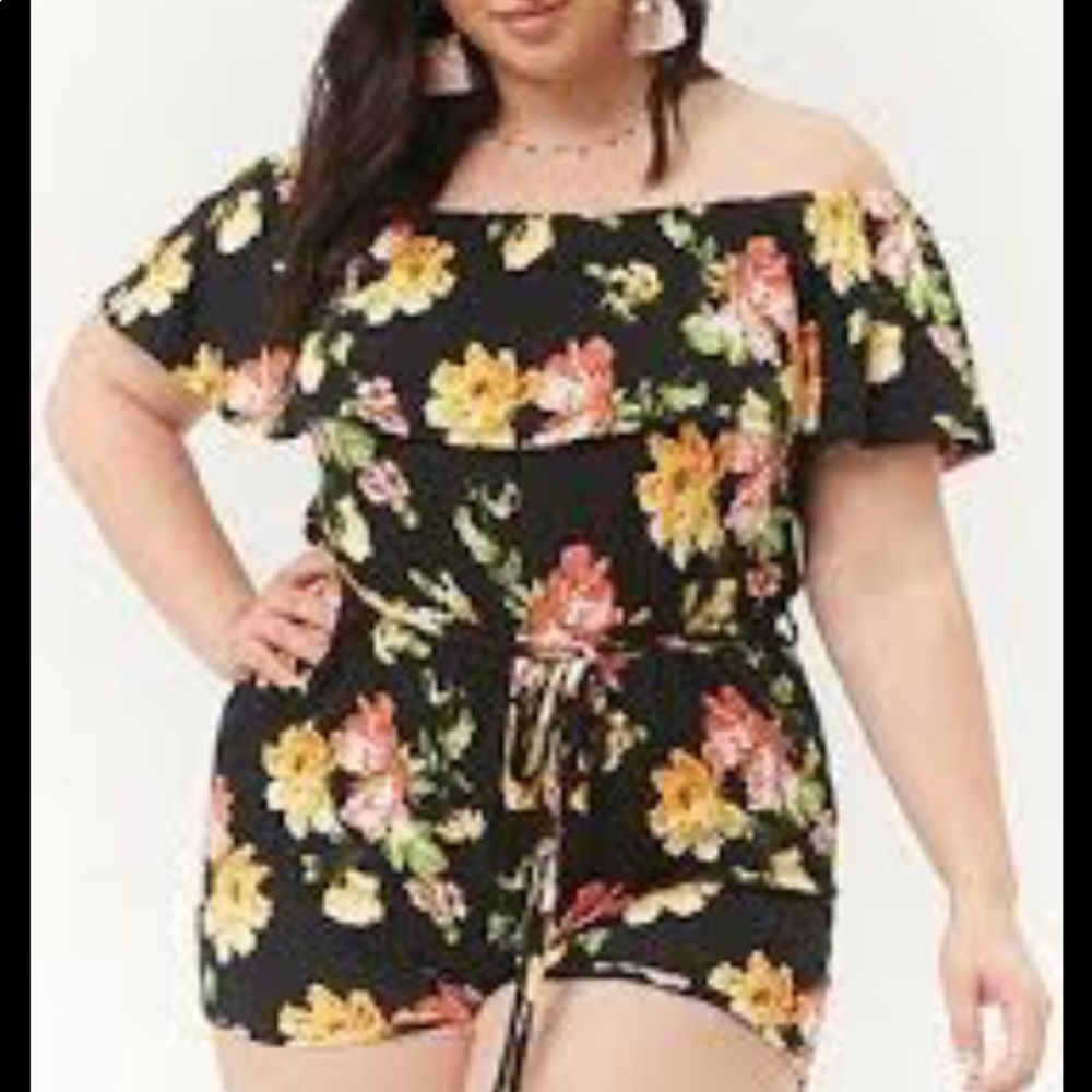 Floral Off Shoulder Flounce Romper
